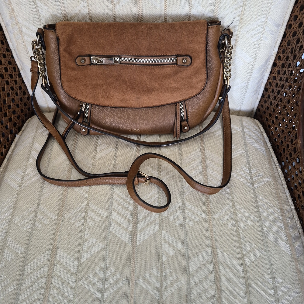 Aldo Brown Suede and Leather Crossbody Bag